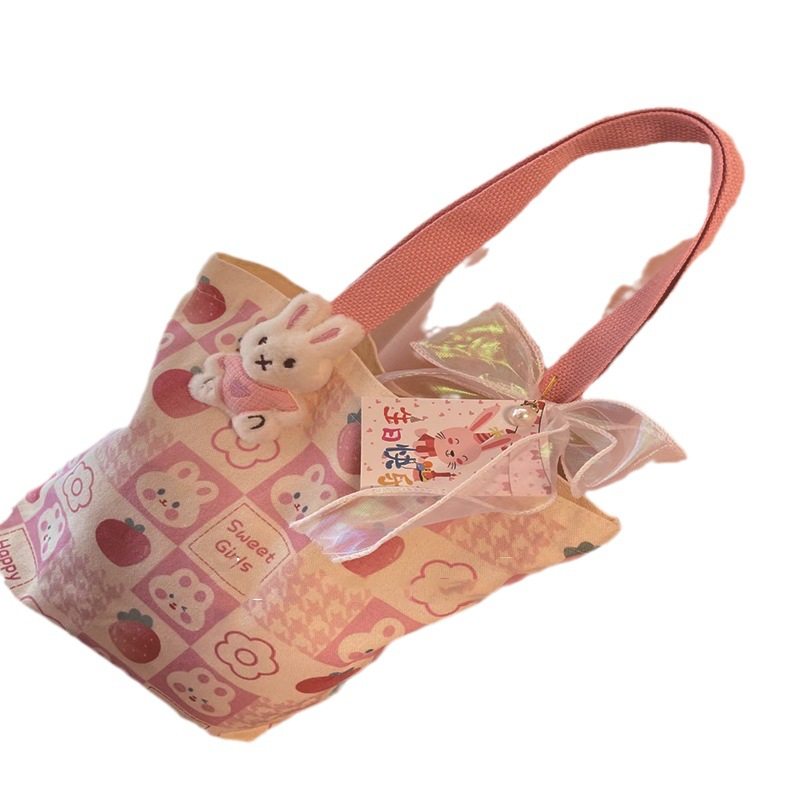 新款伴手礼可爱兔子老虎ins手拎帆布包便当袋上班通勤时尚饭盒袋,淘宝优惠券,粉丝福利购,淘宝优惠卷