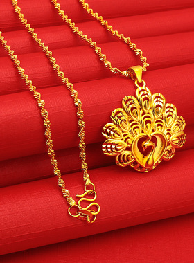 仿镀首饰凤尾女项链粗 仿真饰品首饰大花吊坠 久不掉色婚庆首饰