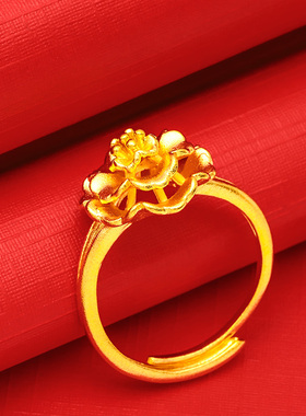 喷砂戒指饰品流首饰戒指女花朵仿真假首饰镀正品久不掉色