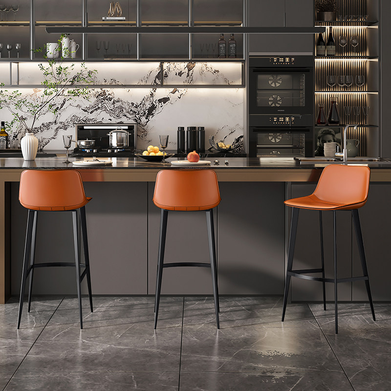 现代简约吧台椅高脚凳子家用真皮再生皮岛台椅北欧欧式网红款7250,淘宝优惠券,粉丝福利购,淘宝优惠卷