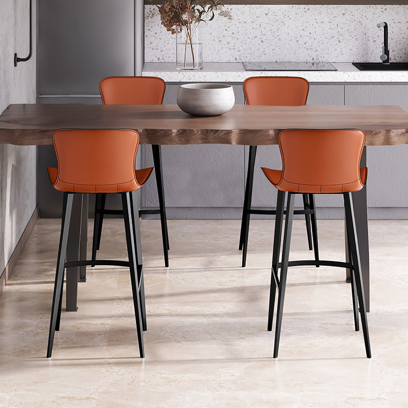 马鞍皮真皮吧台凳北欧轻奢设计师款酒吧椅家用高脚凳岛台餐椅7261,淘宝优惠券,粉丝福利购,淘宝优惠卷