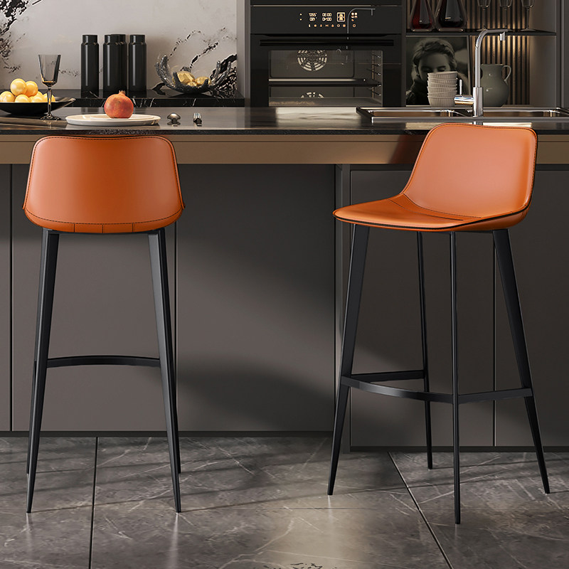 现代简约吧台椅高脚凳子家用真皮再生皮岛台椅北欧欧式网红款7250,淘宝优惠券,粉丝福利购,淘宝优惠卷