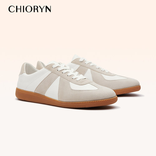 【张凌赫同款】chioryn青润德训鞋男生小牛皮复古T头鞋休闲板鞋 - 图1