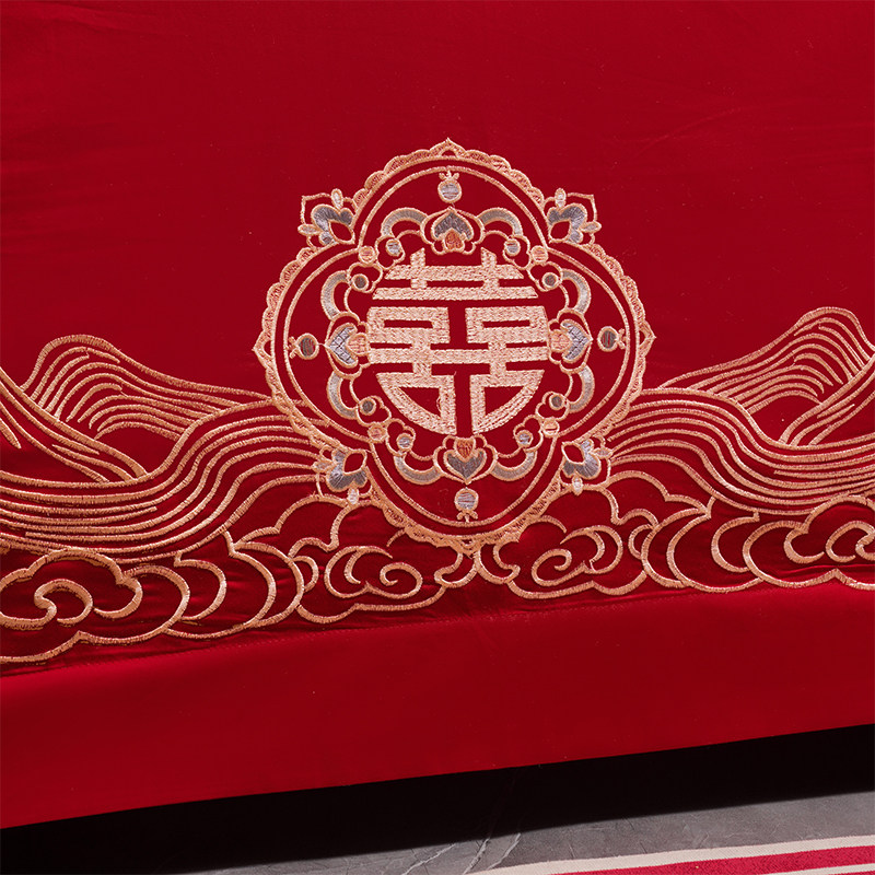 高档中式婚礼纯棉四件套大红色刺绣婚庆床品新婚夫妇红色婚庆用品,淘宝优惠券,粉丝福利购,淘宝优惠卷