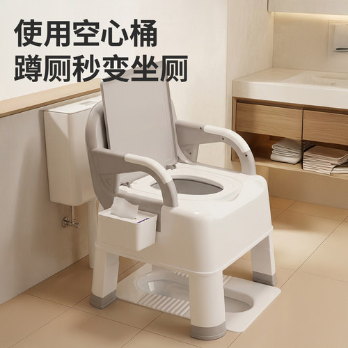 老人移动马桶室内床边坐便器孕妇免蹲坐便椅卧室防臭老人坐便器 - 图3