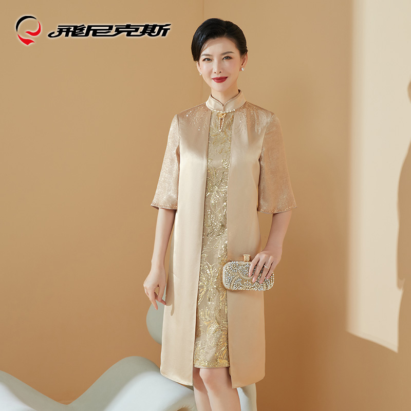 飞尼克斯婚礼妈妈2023春季醋酸旗袍 飞尼克斯礼服/晚装