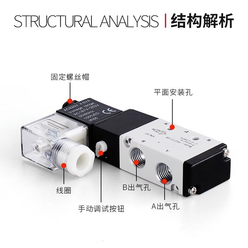 二位五通电磁阀4V11006B 4V21008B 4V31010B 4V210-08A 4V230C08B-图1