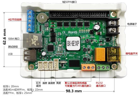 湖北武汉仰邦控制卡BX-5E1网口卡U盘串口单双色led显示屏控制器-图2