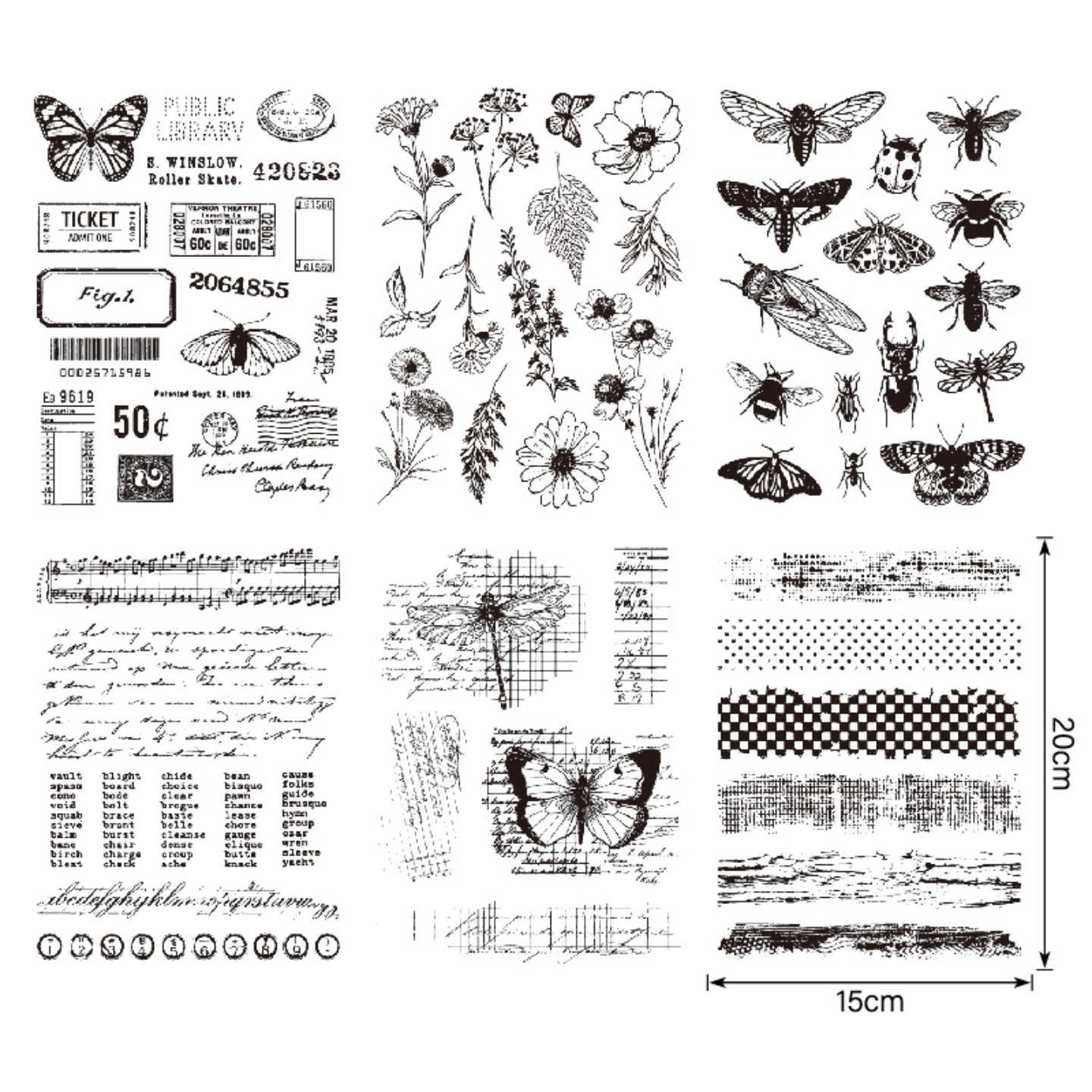 大号复古透明硅胶印章手帐本JunkJournal橡皮章scrapbook背景素材,淘宝优惠券,粉丝福利购,淘宝优惠卷