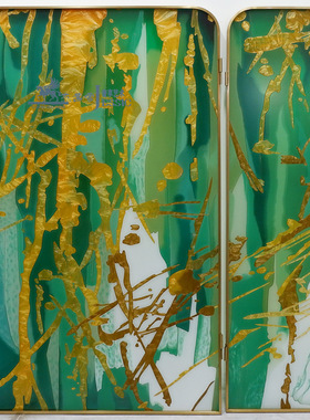 琉璃珐琅不锈钢混搭装饰屏风