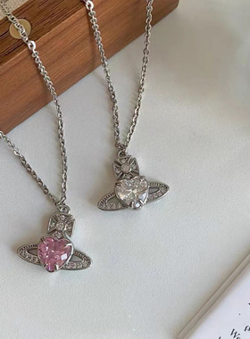 Willa｜闪闪锆石土星满钻爱心项链轻奢高级感小众设计甜酷锁骨链