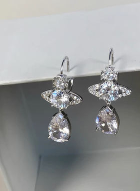 Willa｜太后家土星水滴彩钻锆石吊坠项链人鱼眼泪巨闪锁骨链辣妹