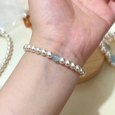 Willa｜正圆施家珍珠手链紫水晶海蓝宝单圈简约送女友送闺蜜礼物