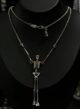Willa｜朋克风骷髅骨架关节土星项链 朋克长款设计感可活动毛衣链