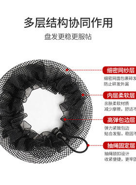 UPLUS黑色隐形发网舞蹈生网兜