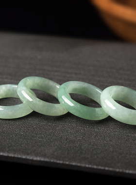 天然缅甸a货翡翠冰种玉石尾戒