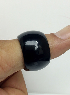 正品黑玛瑙男款扳指精品玛瑙情侣款玉指环天然玉石戒指女扳指转运