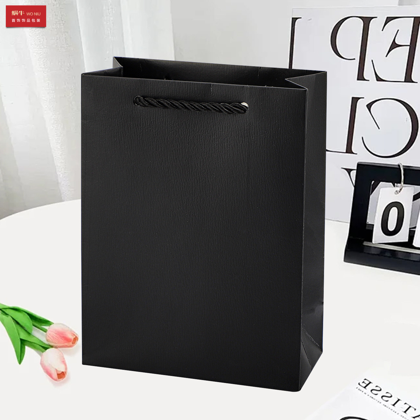 黑色树签纹首饰手提袋饰品袋大小号戒指手链购物袋送人可定制logo,淘宝优惠券,粉丝福利购,淘宝优惠卷