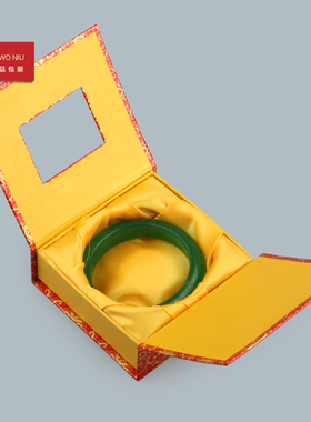 回型开窗红金花手镯盒吊坠盒