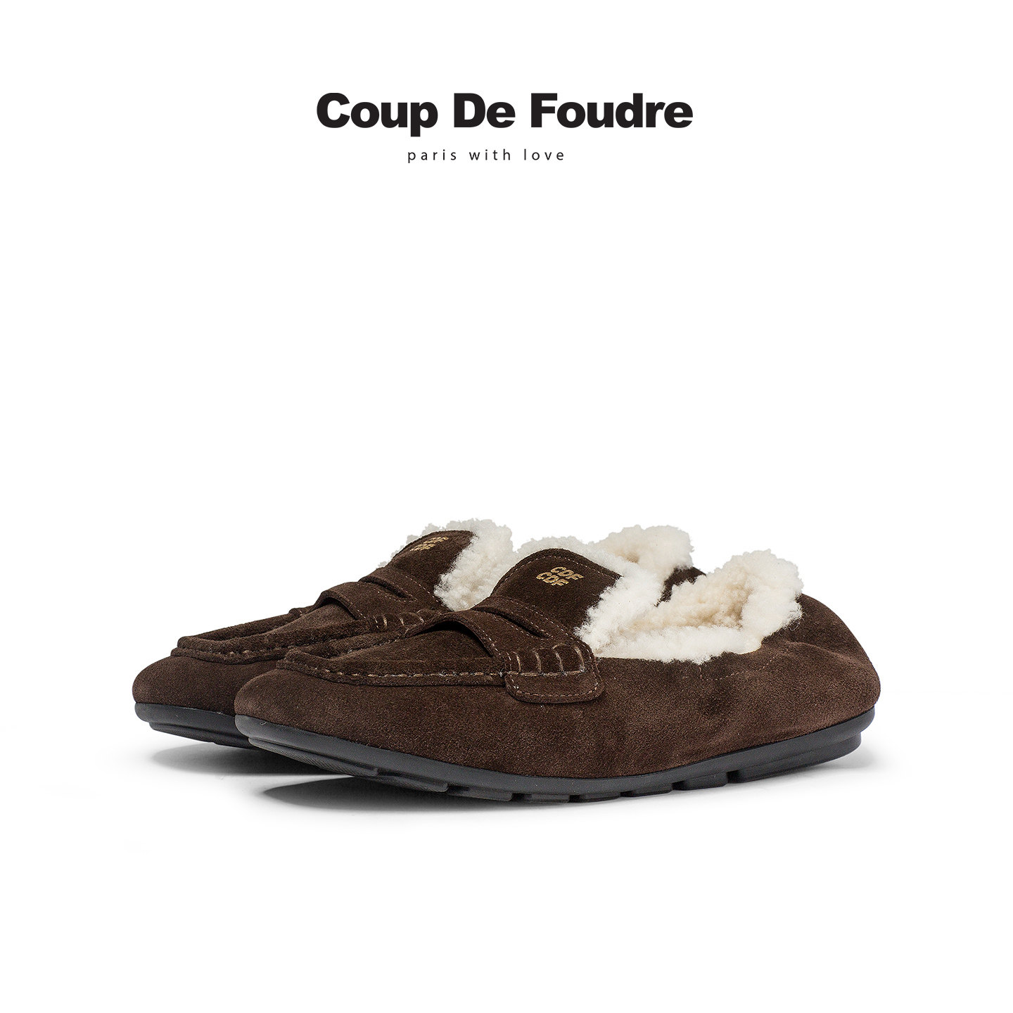 CDF女鞋2025秋冬新款时尚毛绒勃肯鞋英伦风简约乐福鞋一脚蹬女,淘宝优惠券,粉丝福利购,淘宝优惠卷