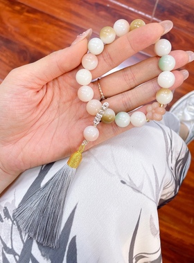 白玉菩提渐变手持环流手串男女流苏菩提子文玩莲花佛珠手链念珠