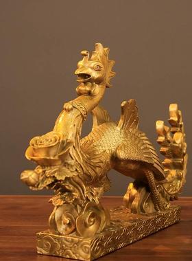 铜凤凰摆件工艺品客厅办公室龙凤呈祥吉祥物结婚礼物火凤凰大号