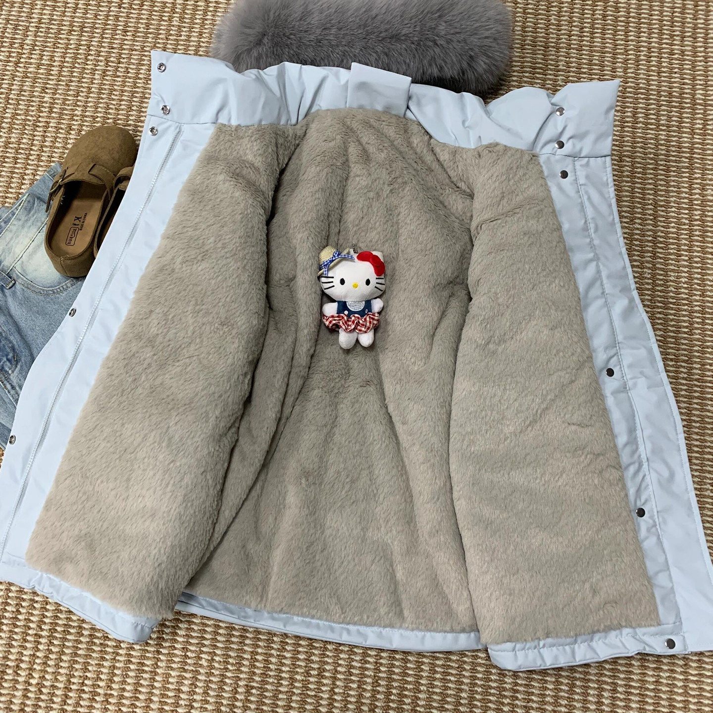 冰岛极夜毛毛内胆大毛领派克服女棉服2025新款加绒工装厚外套棉衣,淘宝优惠券,粉丝福利购,淘宝优惠卷