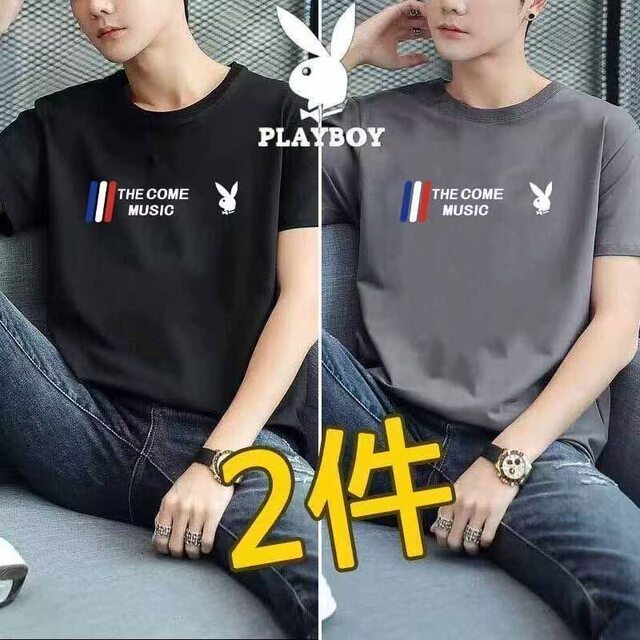 ເສື້ອຍືດແຂນສັ້ນ Playboy ຝ້າຍບໍລິສຸດຂອງຜູ້ຊາຍ