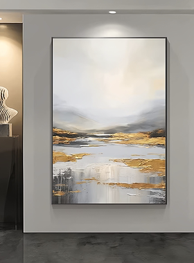 美式手绘油画沙发现代客厅背景墙装饰油画玄关走廊抽象酒店肌理画