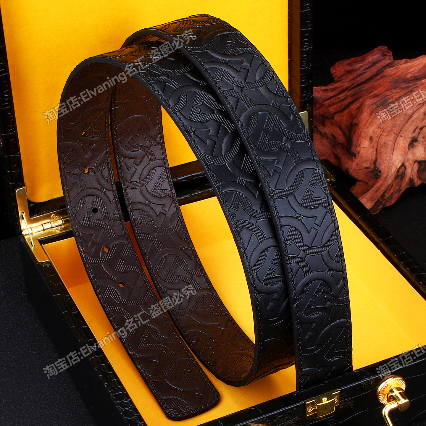 适用菲拉格幕皮带替换腰带男士带身不带扣头纯真皮压花百搭无扣头