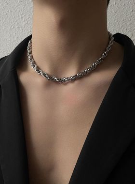项链男潮超粗霸气嘻哈摇滚麻花链