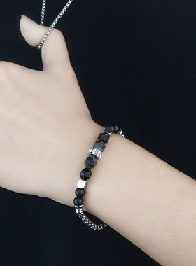 男士虎眼石复古潮流手链原创设计