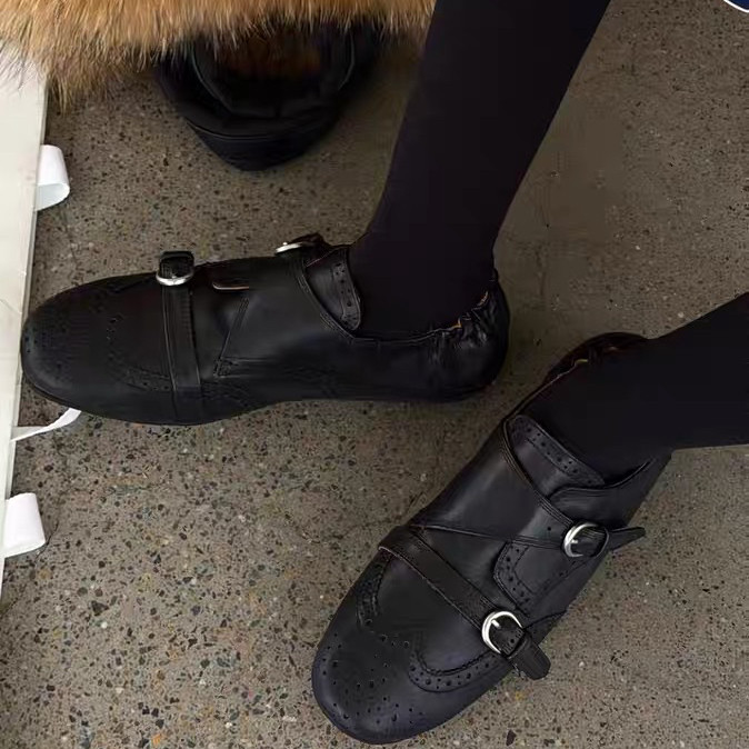 诗歌兰复古风布洛克鞋女2026春款真皮平底皮带扣百搭玛丽珍小皮鞋,淘宝优惠券,粉丝福利购,淘宝优惠卷