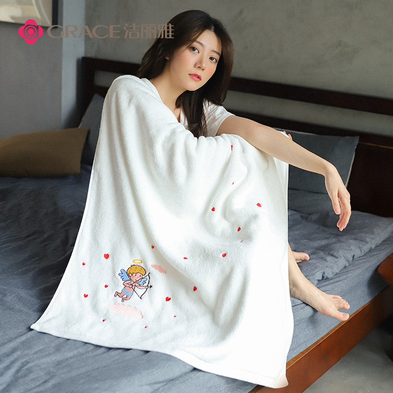 洁丽雅悠购专卖店洁丽雅浴巾家用纯棉速干吸水成人男女不掉毛加厚大号毛巾婴儿裹巾1