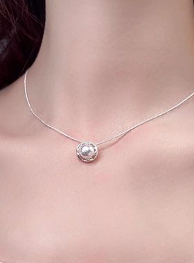 「白色入境」纯银s999珍珠项链女生轻奢小众高级感锁骨链生日礼物