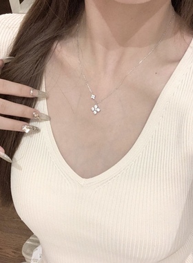 「双生四叶草」纯银s999项链女轻奢小众设计高级感锁骨链生日礼物