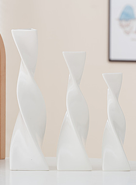 简约北欧黑白色陶瓷花瓶三件套创意摆件客厅插花干花家居软装饰品