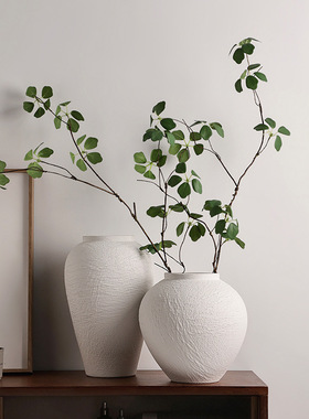 简约侘寂肌理石纹陶瓷花瓶摆件