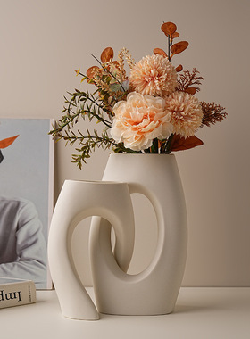 简约小众白色艺术花瓶陶瓷摆件