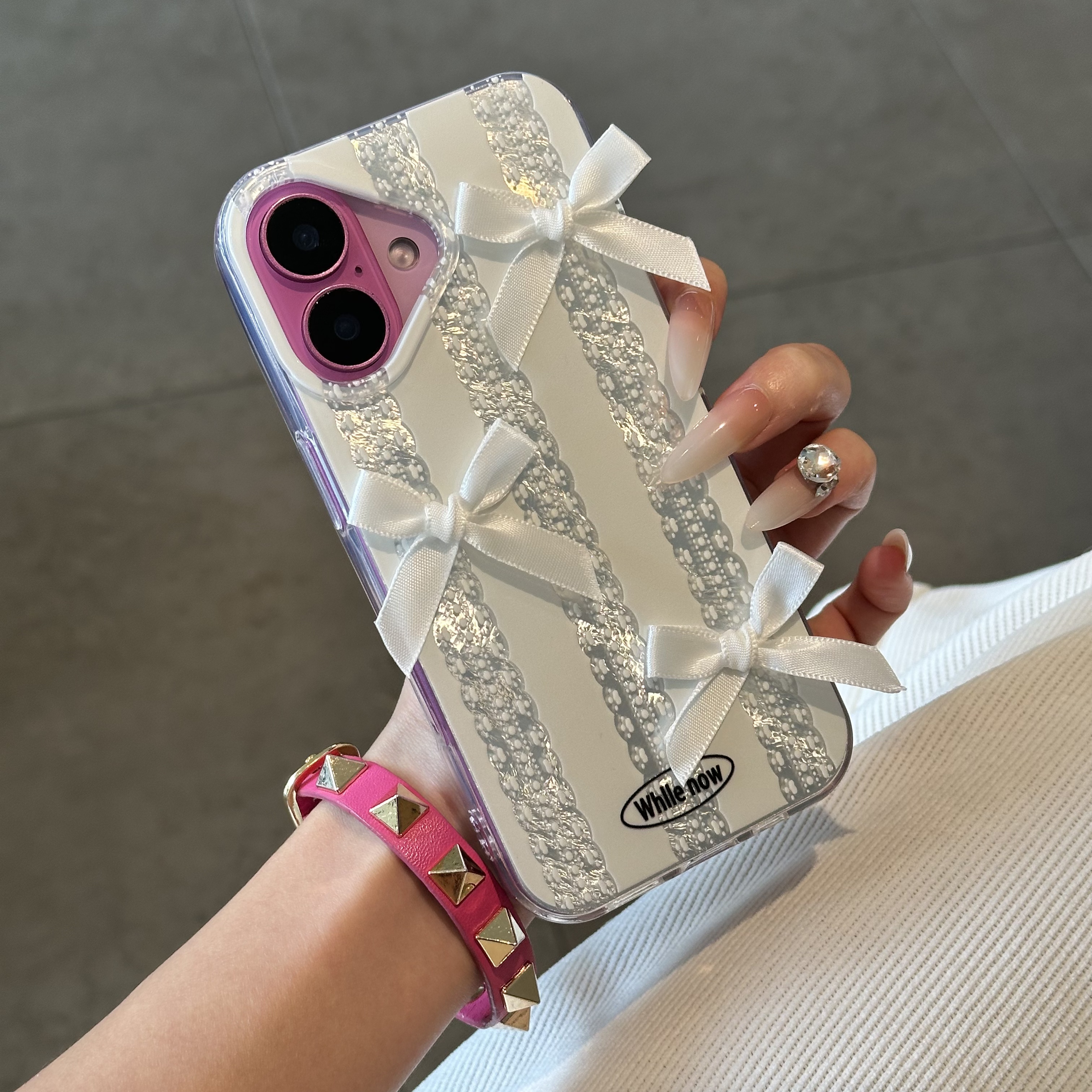 蕾丝蝴蝶结适用苹果15promax手机壳iphone16pro小众12华为mate60新款p70vivo小米14红米note13荣耀oppok70女 - 图1