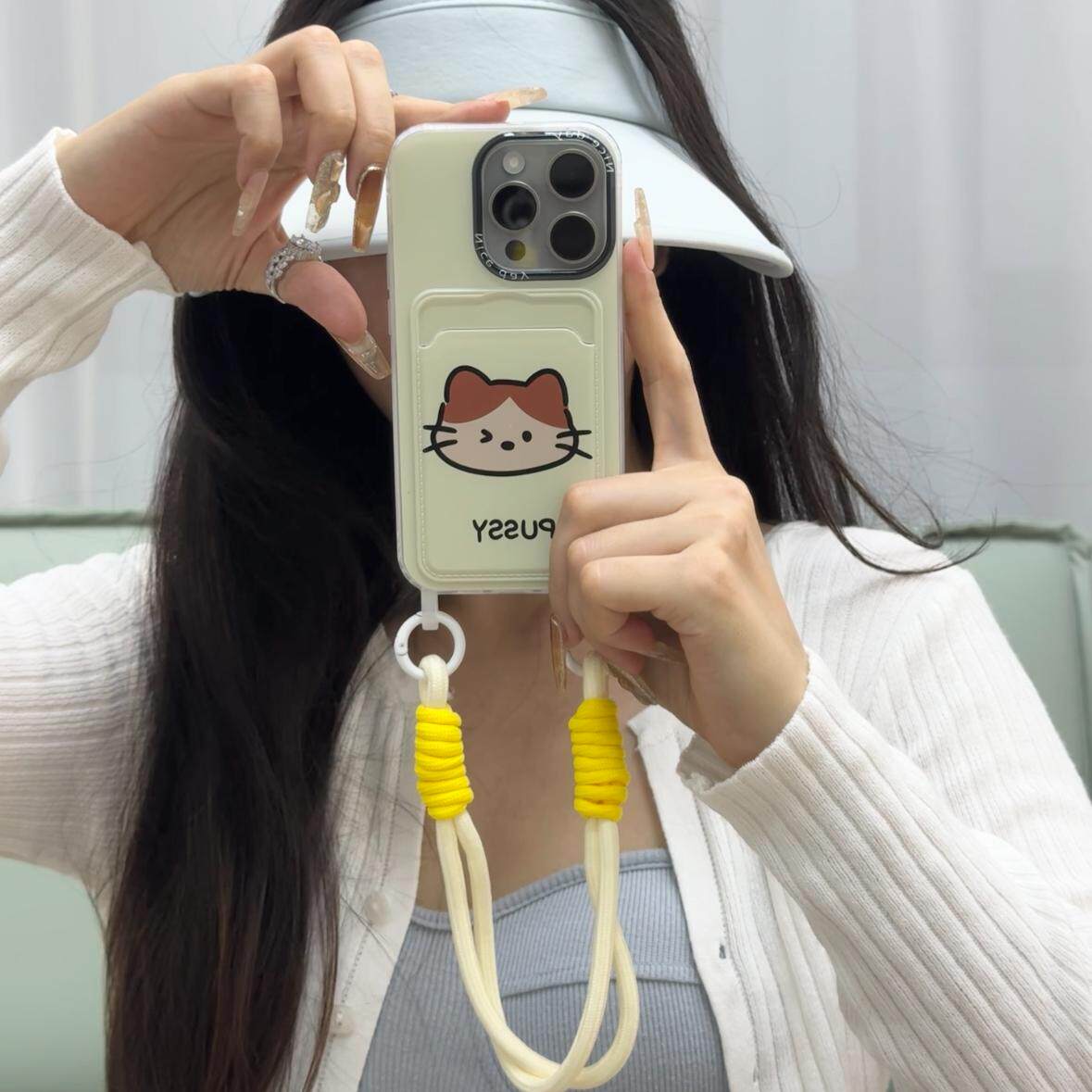 韩风ins卡通小熊卡槽挂绳适用苹果14手机壳iphone15promax新款13pro防摔12软硅胶14pro保护套11情侣款网红女