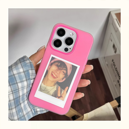 ins风纯色磨砂适用iphone16手机壳苹果15promax新款14情侣13二合一12简约可放DIY照片17硅胶防摔15plus全包软 - 图1