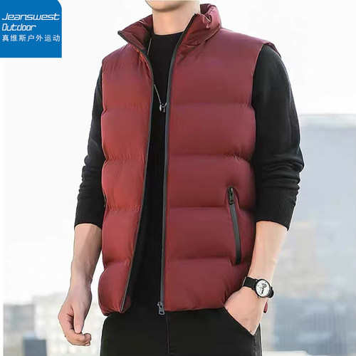真维斯户外运动秋冬季无袖羽绒服轻便保暖棉坎肩厚背心外套马甲潮 - 图2