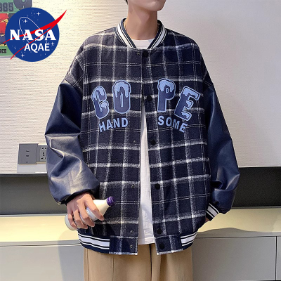 NASA AQAE联名美式棒球服情侣2025新款潮牌复古开衫男女夹克外套