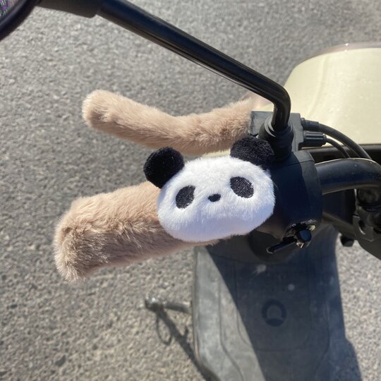 Electric handlebar cover winter plush motorcycle handlebar cover battery car warmer cute cartoon plush warm cycling