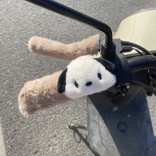 Electric handlebar cover winter plush motorcycle handlebar cover battery car warmer cute cartoon plush warm cycling