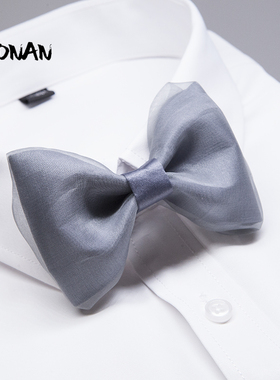 罗楠原创手工灰色双层欧根纱领结