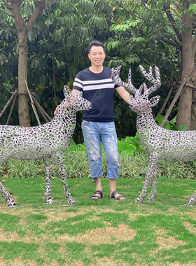 不锈钢铁艺抽象动物镂空园林景观