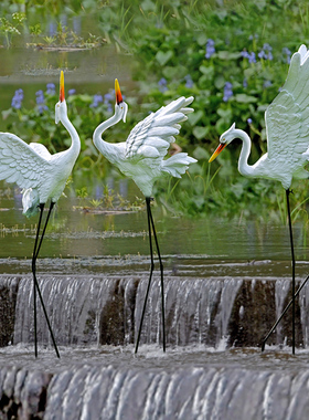 户外仿真白鹭雕塑玻璃钢装饰