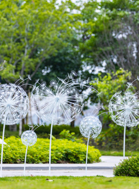 户外不锈钢镂空蝴蝶蒲公英花朵金属雕塑园林草坪动物铁艺装饰摆件